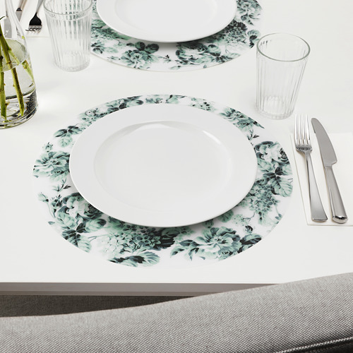 SMAKSINNE - 餐墊, 白色/綠色/花 | IKEA 線上購物 - PE688456_S4