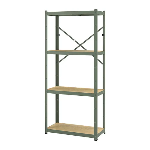BROR - shelving unit, grey-green/pine plywood, 85x40x190 cm | IKEA Taiwan Online - PE903479_S4