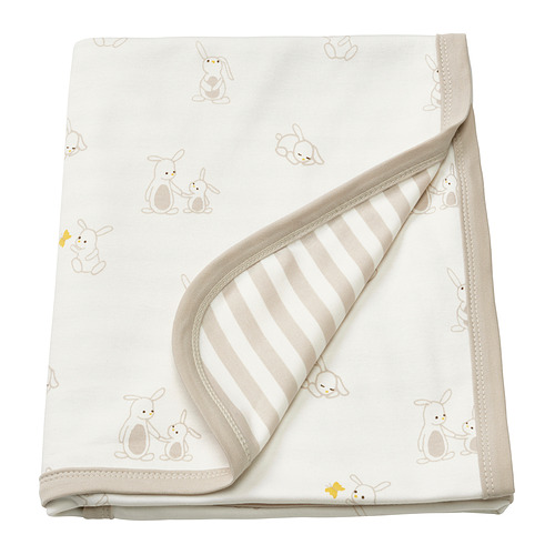 LEN - blanket, white beige/bunny pattern stripe pattern, 80x100 cm | IKEA Taiwan Online - E1005900_S4