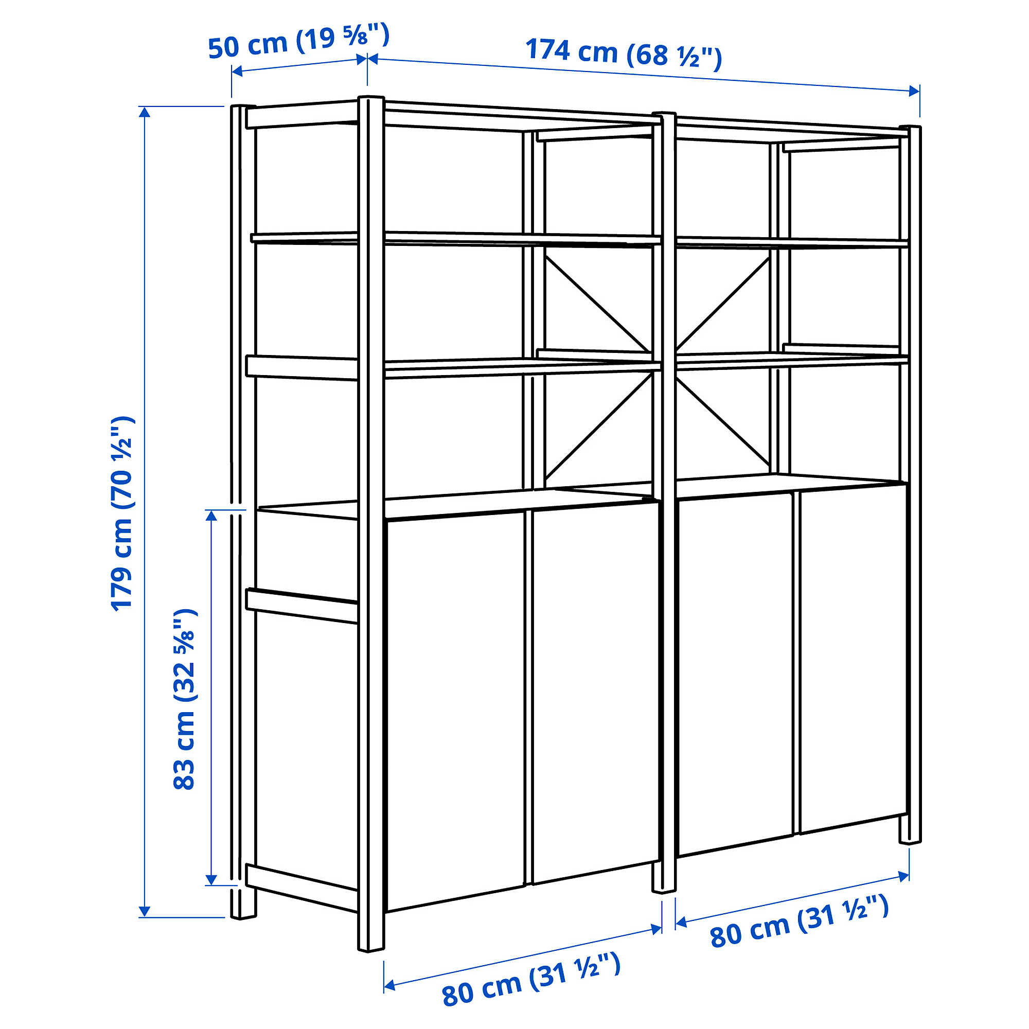 IVAR 2 sections/shelves/cabinet