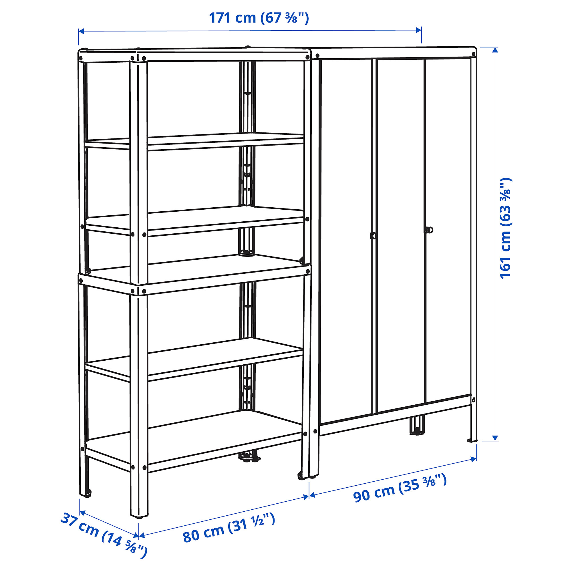 KOLBJÖRN shelving unit with cabinet