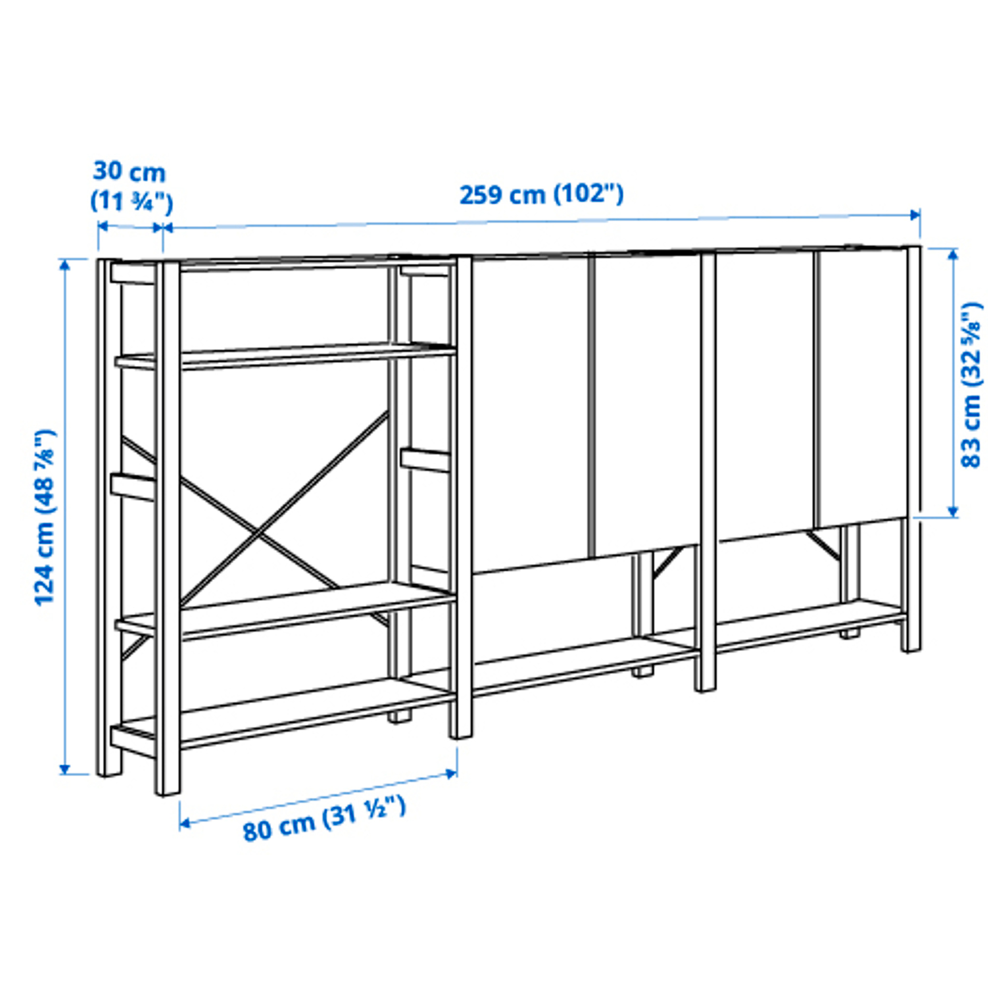 IVAR 3 sections/shelves/cabinet
