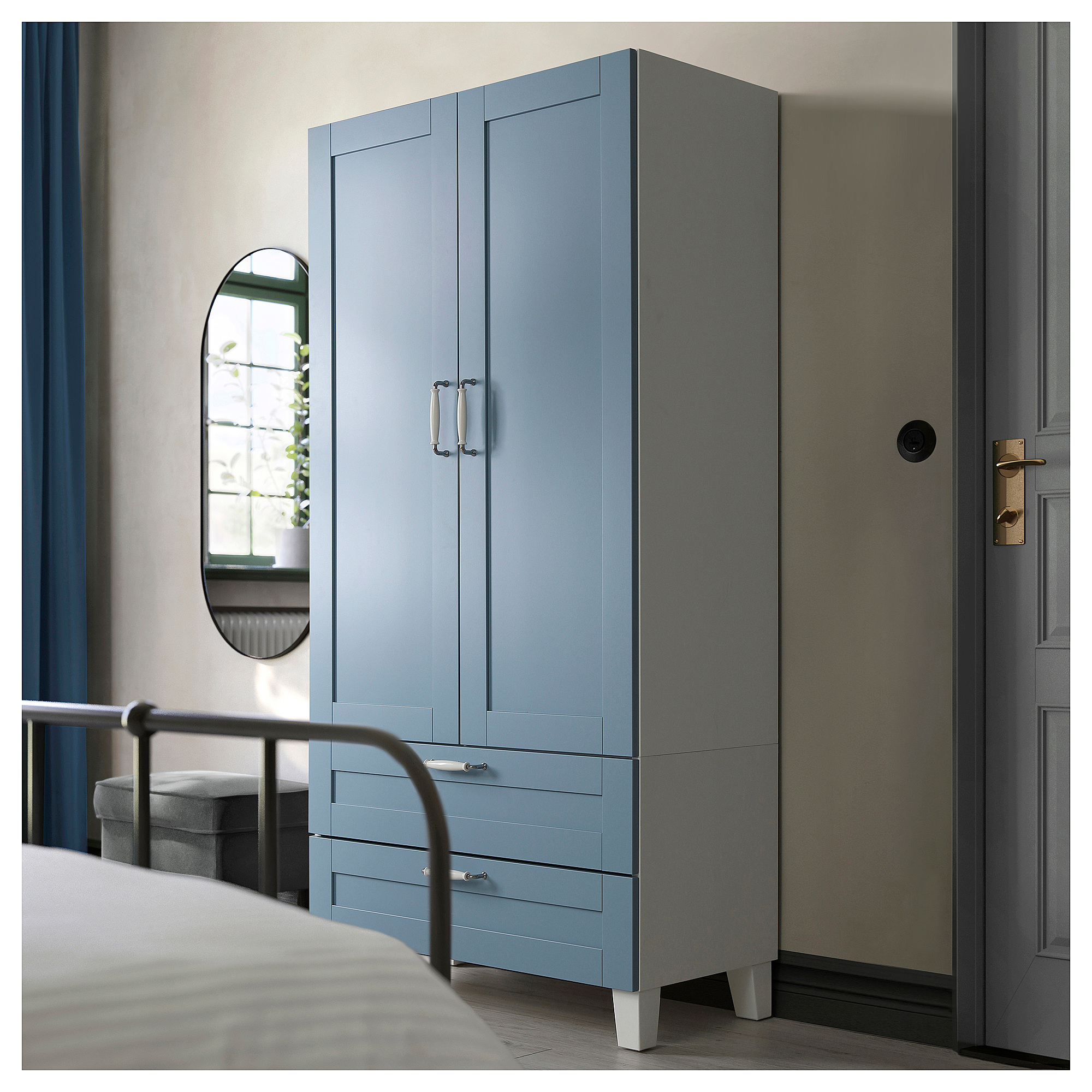PLATSA wardrobe with 2 doors+2 drawers