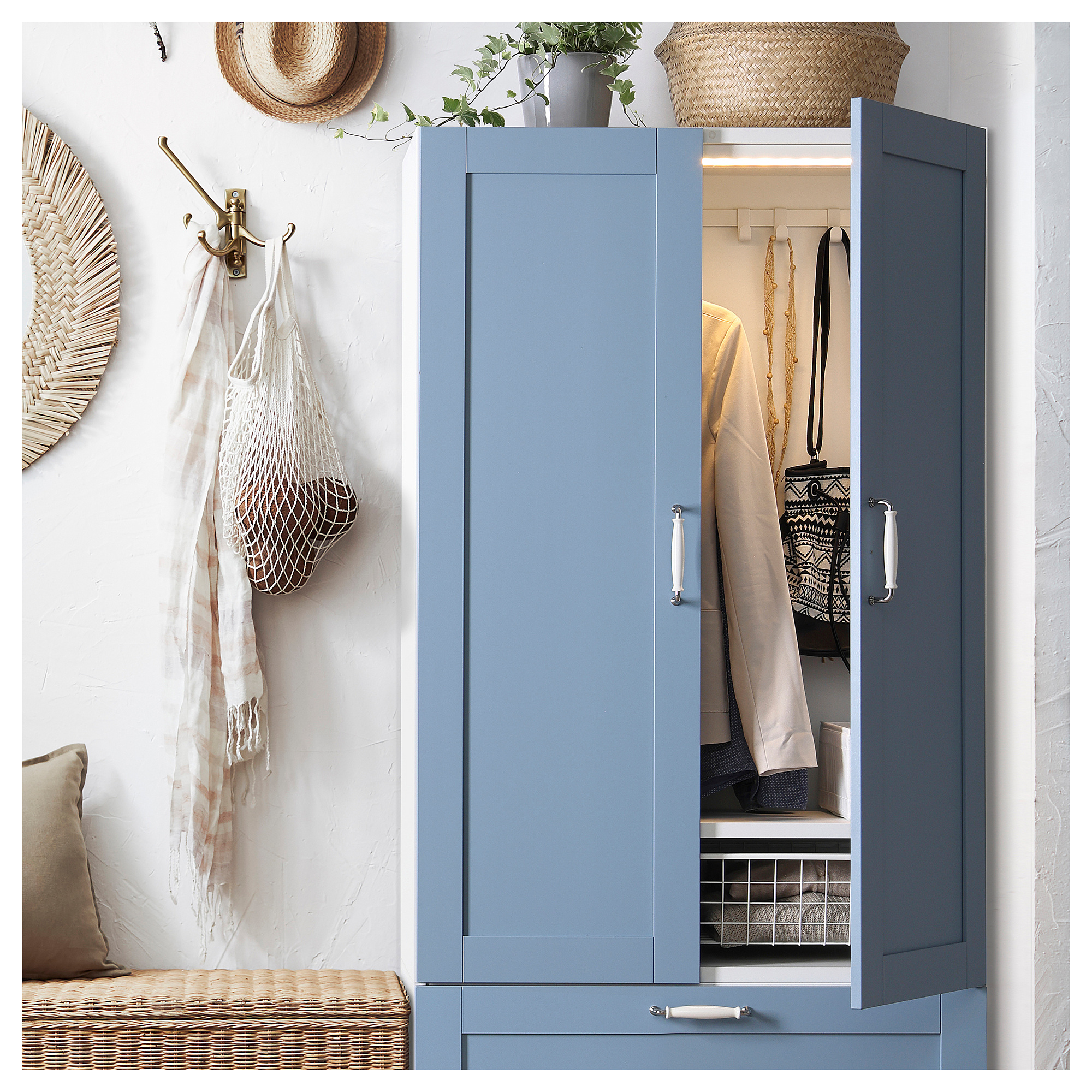 PLATSA wardrobe with 2 doors+2 drawers