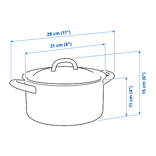 VARDAGEN - pot with lid, enamelled steel, 3L | IKEA Taiwan Online - PE822746_S4