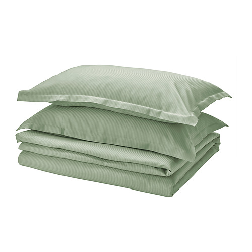 LÄKEVÄNDEROT - duvet cover and 2 pillowcases, light grey-green, 200x200/50x80 cm | IKEA Taiwan Online - PE967668_S4