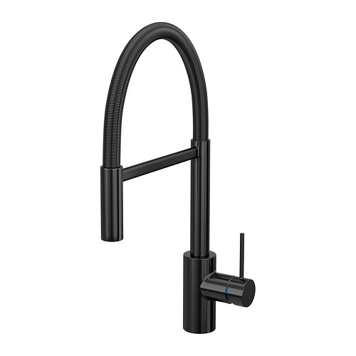 SALLSJÖN - kitchen mixer tap pull down w spray, black | IKEA Taiwan Online - E1006090_S4