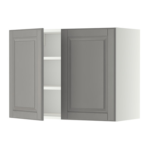 METOD - wall cabinet with shelves/2 doors, white/Bodbyn grey | IKEA Taiwan Online - PE352284_S4