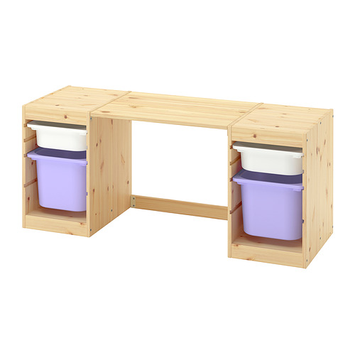 TROFAST - 書桌附收納盒, 染白松木/白色 紫色, 124x44x53 公分 | IKEA 線上購物 - E1006107_S4