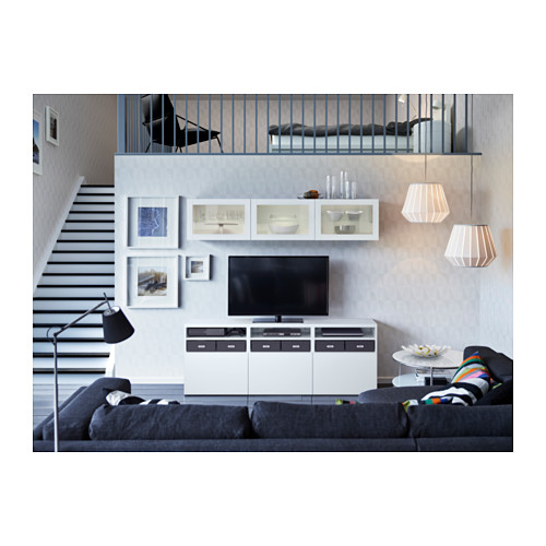 BESTÅ - TV storage combination/glass doors, white/Lappviken white clear glass | IKEA Taiwan Online - PH132654_S4