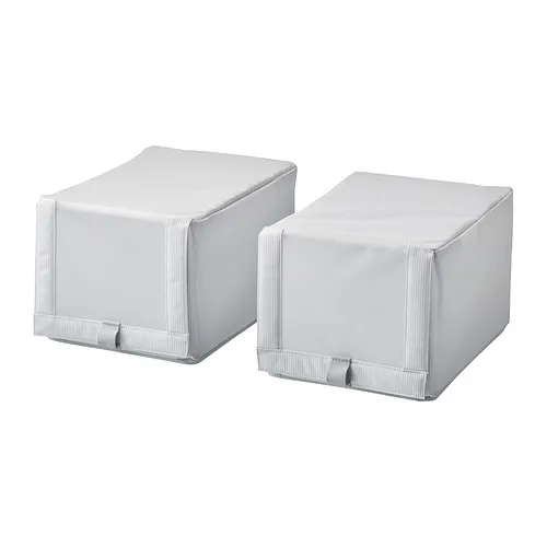 HEMMAFIXARE - 鞋盒, 布 條紋/白色/灰色, 23x34x19 公分 | IKEA 線上購物 - PE865369_S4