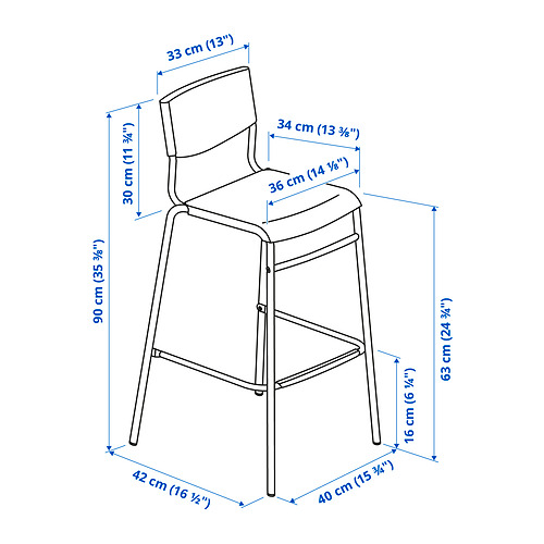 STIG bar stool with backrest