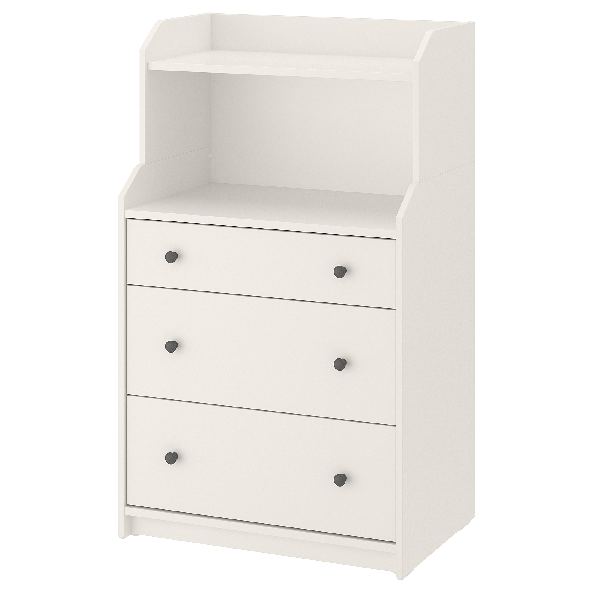 HAUGA chest of 3 drawers with shelf