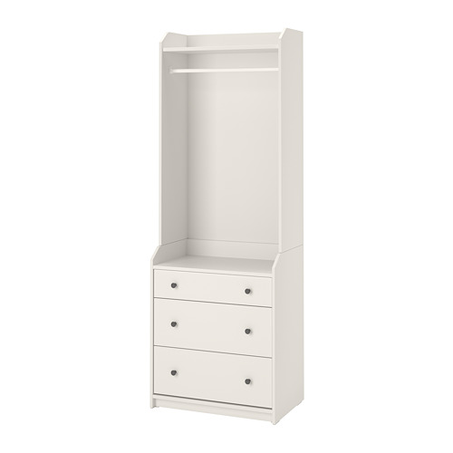 HAUGA - open wardrobe with 3 drawers, white, 70x199 cm | IKEA Taiwan Online - PE782653_S4