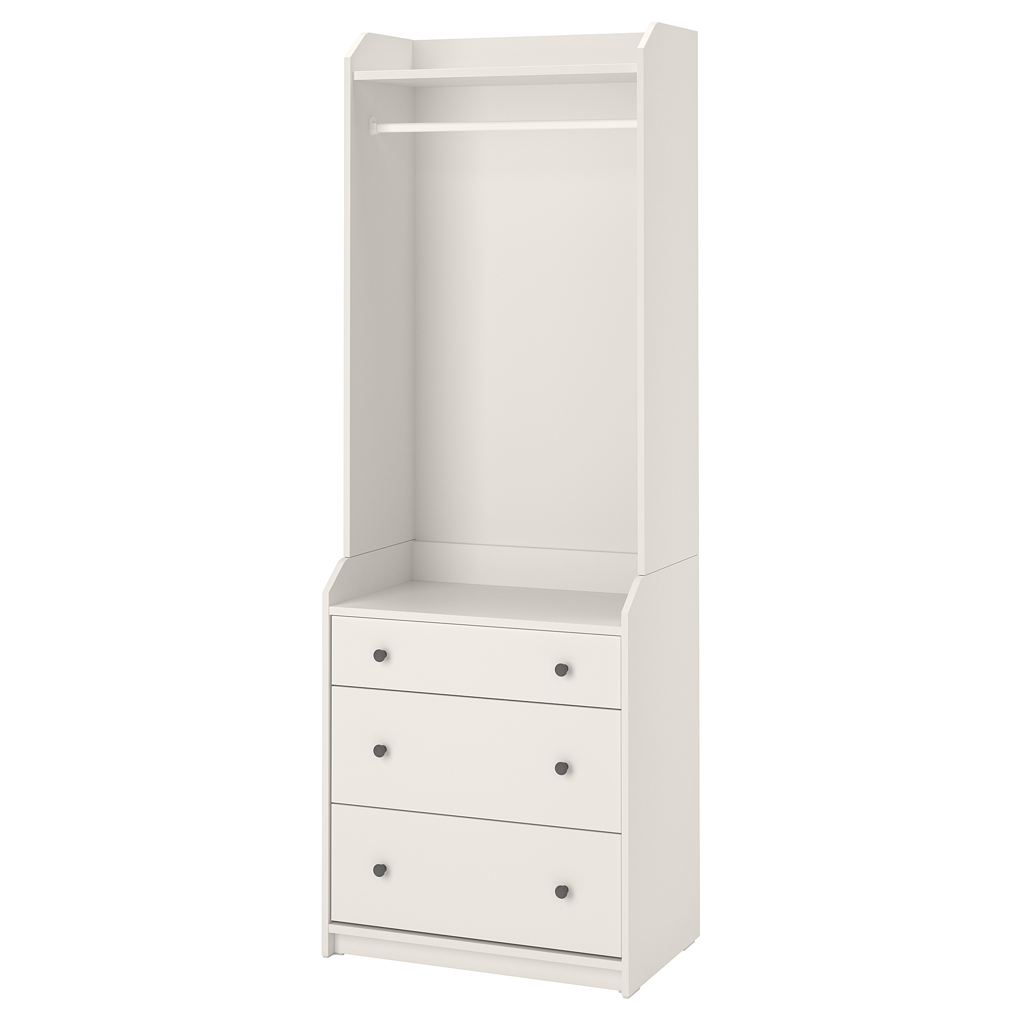 HAUGA open wardrobe with 3 drawers