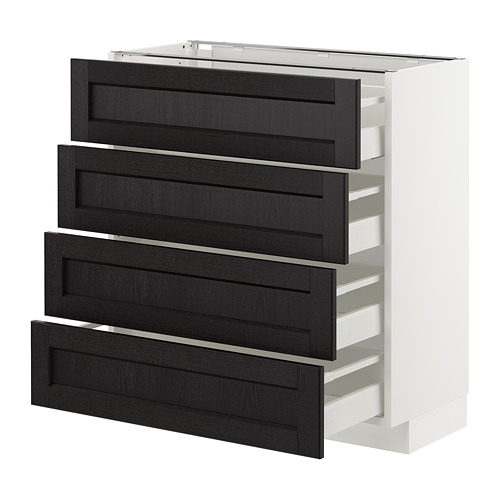 METOD - base cab 4 frnts/4 drawers, white Maximera/Lerhyttan black stained | IKEA Taiwan Online - PE677904_S4