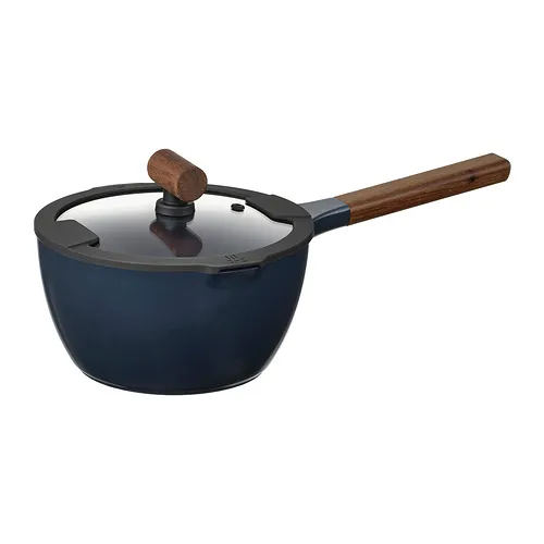 KLIPPFISK - saucepan with lid, non-stick coating glass/wood black-blue, 2.3 l | IKEA Taiwan Online - PE968227_S4