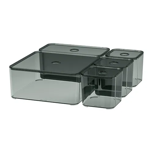 VISSLAÅN - 附蓋收納盒 5件組，灰色 | IKEA 線上購物 - E1006529_S4