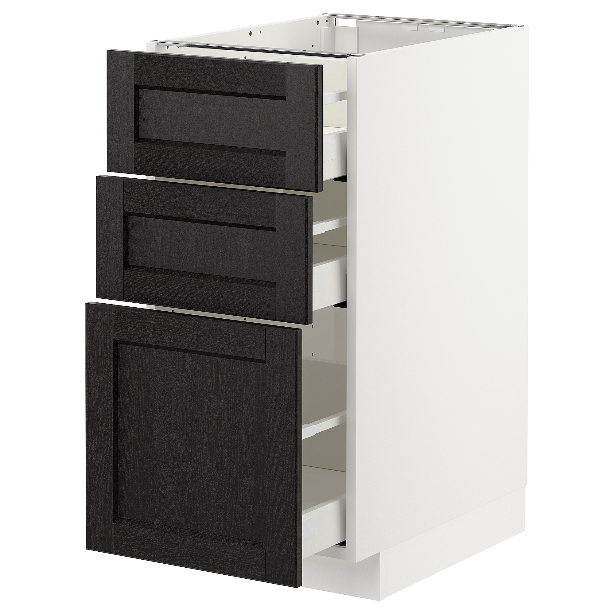 METOD base cabinet with 3 drawers