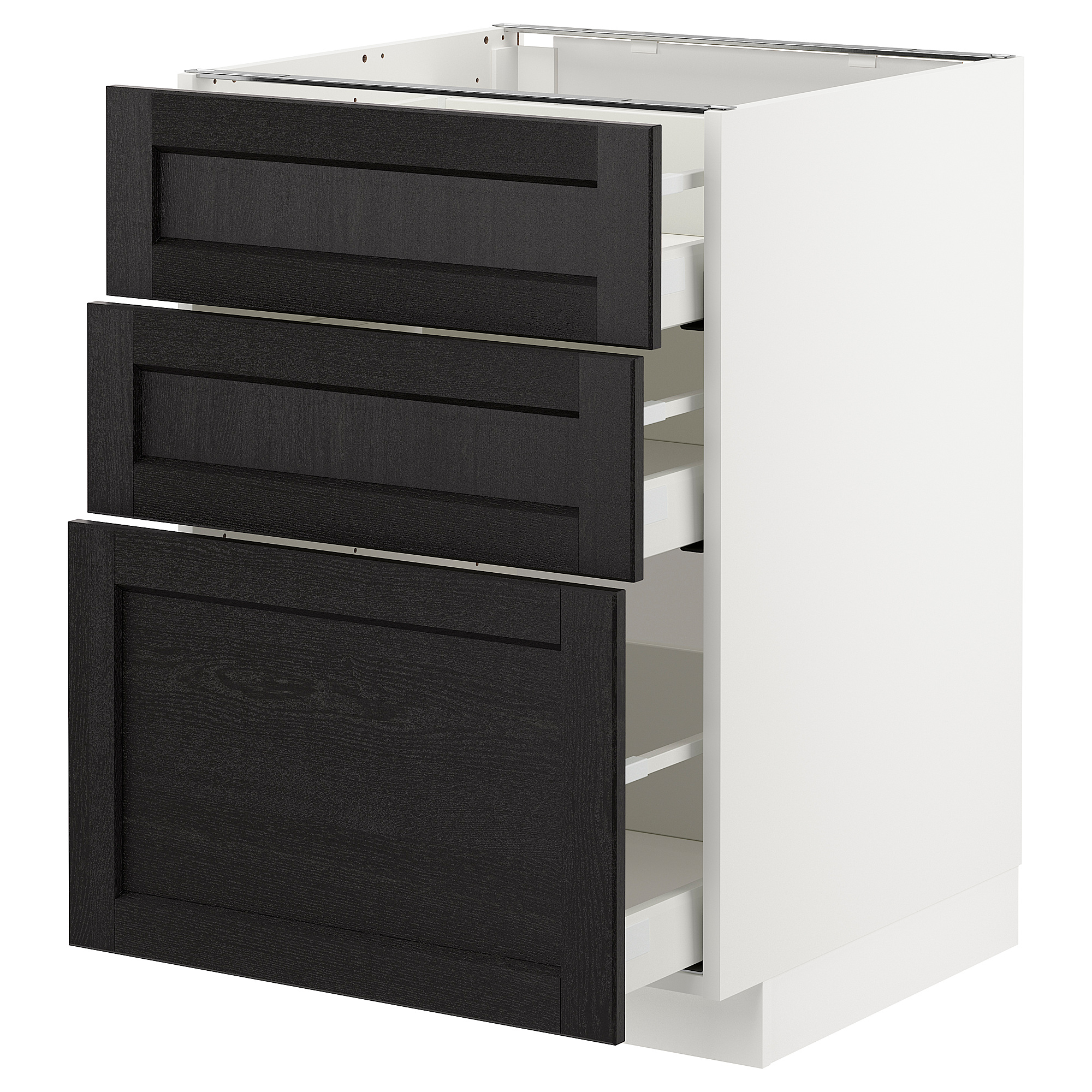 METOD base cabinet with 3 drawers