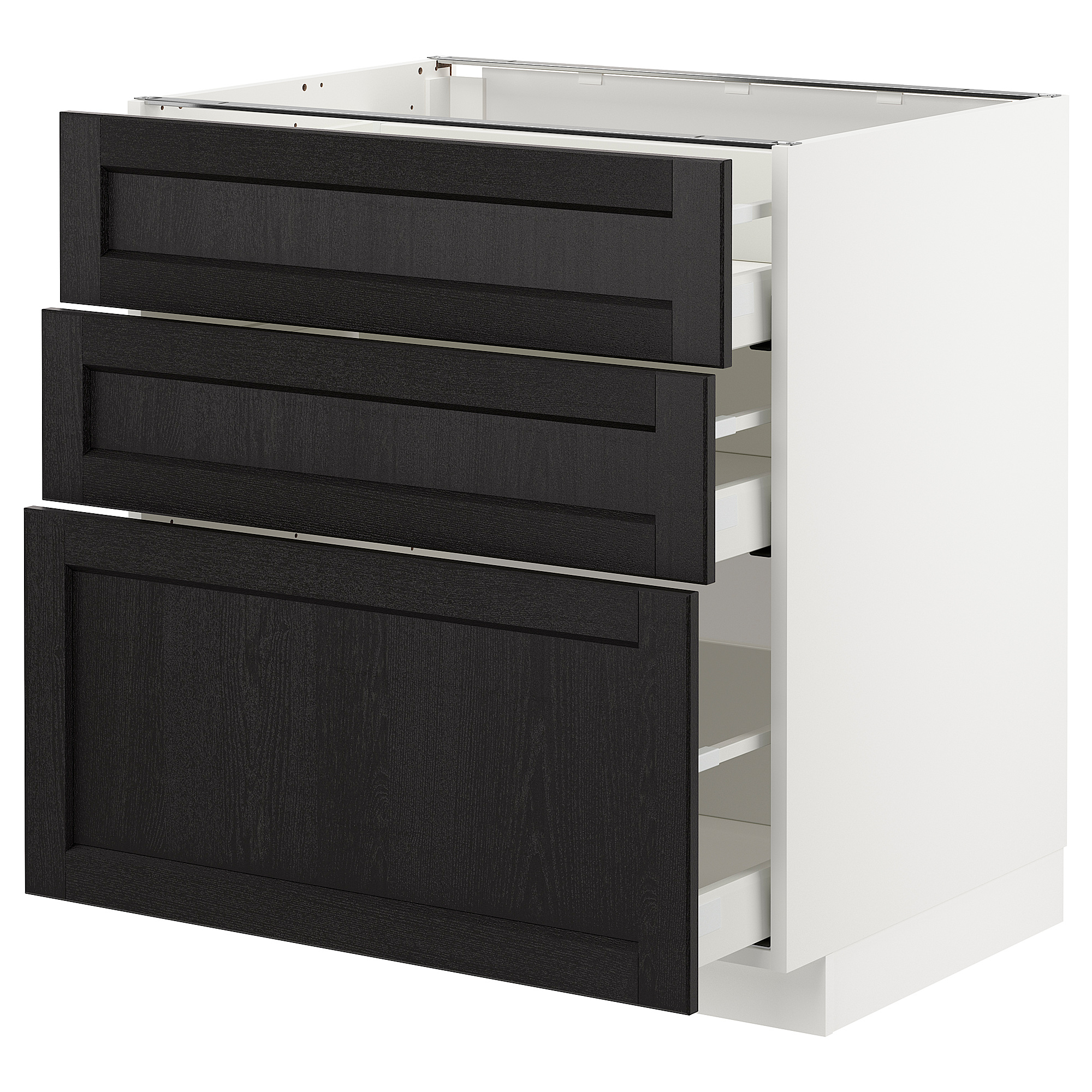 METOD base cabinet with 3 drawers