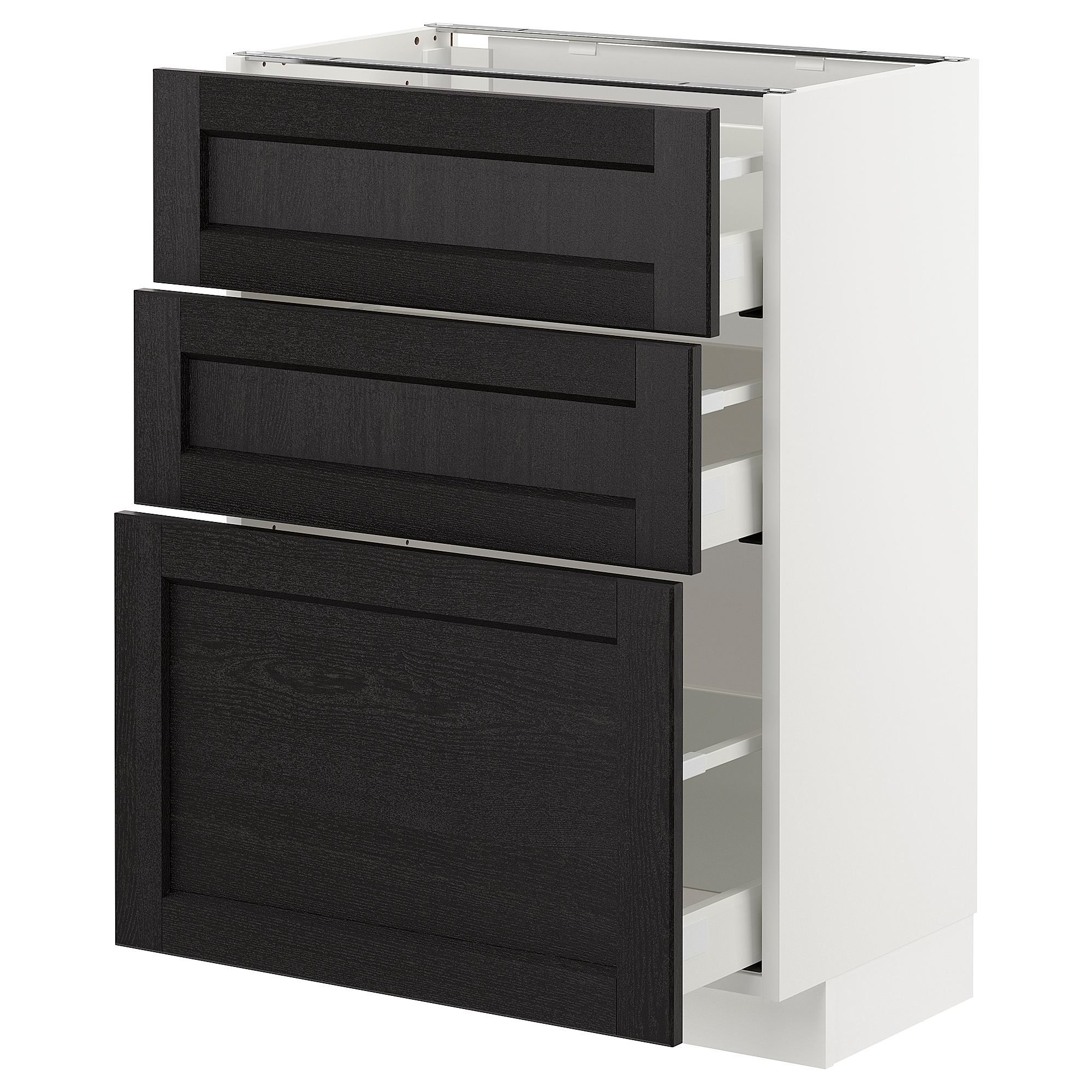 METOD base cabinet with 3 drawers