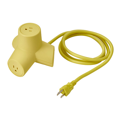 HORNFELS - extension cord, yellow, 1.8 m | IKEA Taiwan Online - PE936563_S4