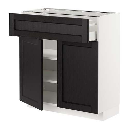 METOD/MAXIMERA - base cabinet with drawer/2 doors, white/Lerhyttan black stained | IKEA Taiwan Online - PE678156_S4