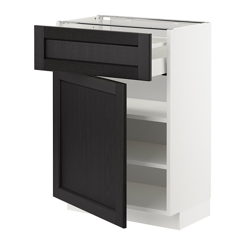METOD/MAXIMERA - base cabinet with drawer/door, white/Lerhyttan black stained | IKEA Taiwan Online - PE678160_S4