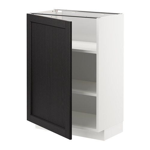 METOD - base cabinet with shelves, white/Lerhyttan black stained | IKEA Taiwan Online - PE678166_S4