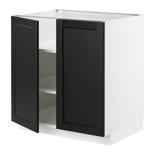 METOD - base cabinet with shelves/2 doors, white/Lerhyttan black stained | IKEA Taiwan Online - PE678171_S4