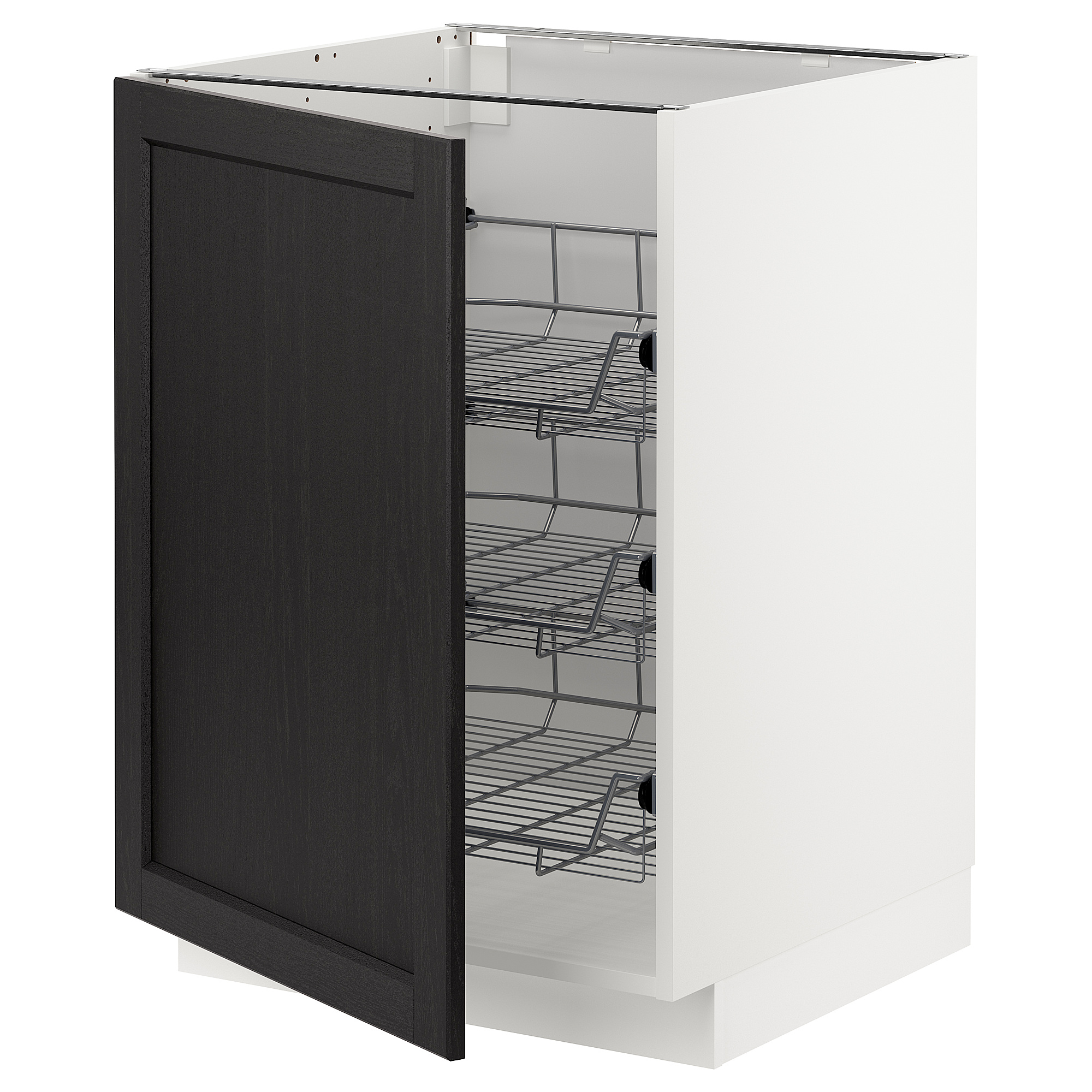 METOD base cabinet with wire baskets