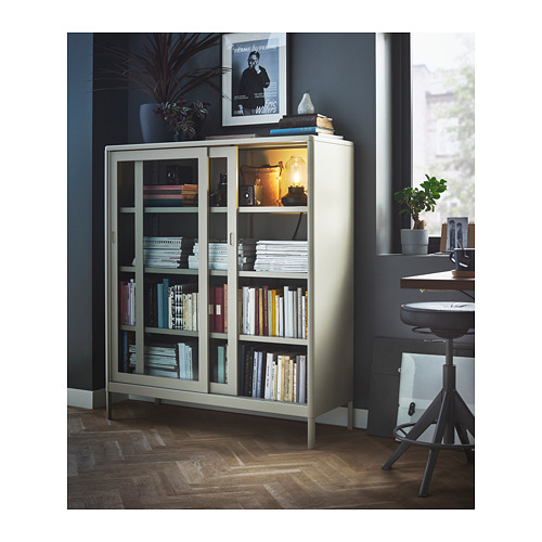 IDÅSEN cabinet with sliding glass doors