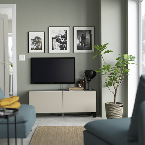 BESTÅ - 電視櫃附門板, 黑棕色/Lappviken/Stubbarp 淺灰色/米色 | IKEA 線上購物 - PE823628_S4