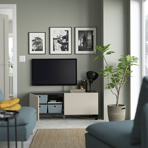 BESTÅ - 電視櫃附門板, 黑棕色/Lappviken/Stubbarp 淺灰色/米色 | IKEA 線上購物 - PE823662_S4