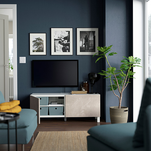 BESTÅ - TV bench with doors, white Bergsviken/Stubbarp/beige | IKEA Taiwan Online - PE823621_S4
