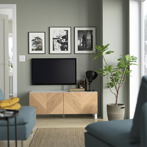 BESTÅ - 電視櫃附門板, 白色 Hedeviken/Stubbarp/實木貼皮, 橡木 | IKEA 線上購物 - PE823640_S4