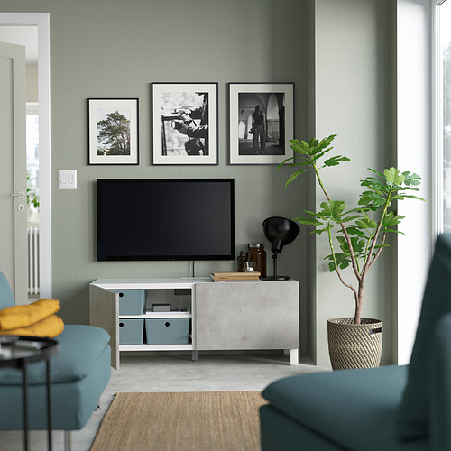 BESTÅ - 電視櫃附門板, 白色 Kallviken/Stubbarp/淺灰色 | IKEA 線上購物 - PE823619_S4
