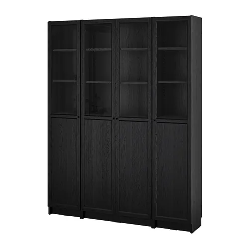 BILLY/OXBERG - 書櫃附門板／玻璃櫃門組合, 黑色 橡木紋, 160x202 公分 | IKEA 線上購物 - PE865760_S4