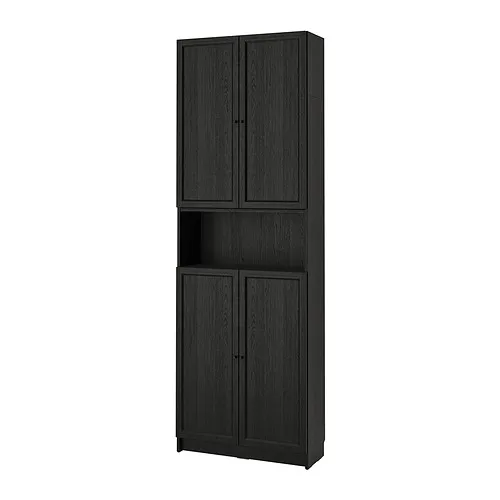 BILLY/OXBERG - 書櫃附門板／高度延伸櫃組合, 黑色 橡木紋, 80x30x237 公分 | IKEA 線上購物 - PE865763_S4