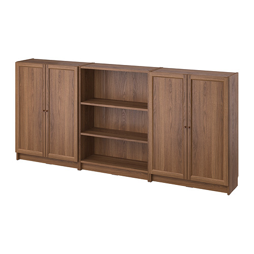 BILLY/OXBERG - bookcase combination with doors, brown walnut effect, 240x30x106 cm | IKEA Taiwan Online - PE865783_S4