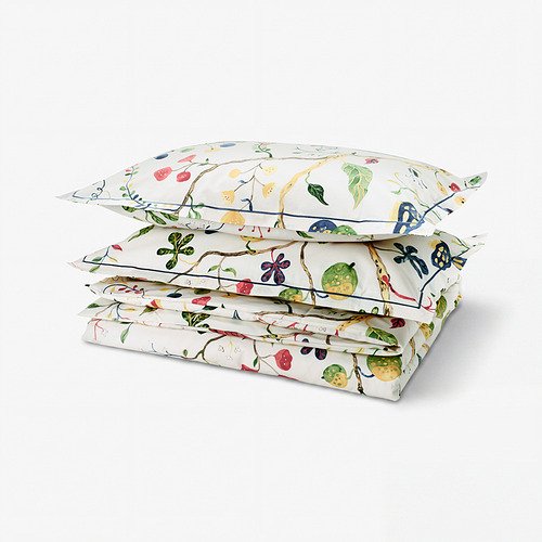 KRONBUSKE - 被套附2個枕頭套，淺米色/花朵圖形，200x200/50x80 公分 | IKEA 線上購物 - E1042345_S4