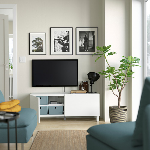 BESTÅ - 電視櫃附門板, 白色 Laxviken/Stubbarp/白色 | IKEA 線上購物 - PE823686_S4