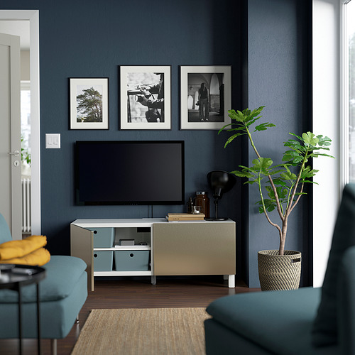 BESTÅ - 電視櫃附門板, 白色 Riksviken/Stubbarp/古銅色 | IKEA 線上購物 - PE823668_S4