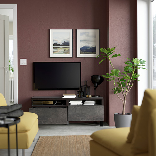 BESTÅ - TV bench with drawers, black-brown/Kallviken/Stubbarp dark grey | IKEA Taiwan Online - PE823716_S4