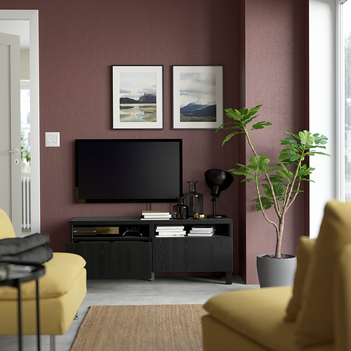 BESTÅ - TV bench with drawers, black-brown/Timmerviken/Stubbarp black | IKEA Taiwan Online - PE823725_S4