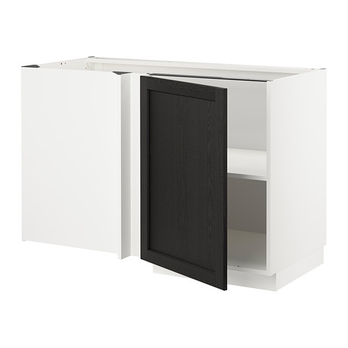 METOD - corner base cabinet with shelf, white/Lerhyttan black stained | IKEA Taiwan Online - PE678209_S4