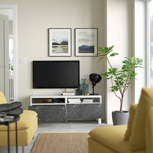 BESTÅ - TV bench with drawers, white/Bergsviken/Stubbarp black | IKEA Taiwan Online - PE823821_S4