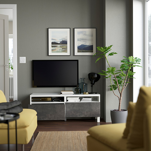 BESTÅ - TV bench with drawers, white/Kallviken/Stubbarp dark grey | IKEA Taiwan Online - PE823740_S4