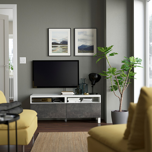 BESTÅ - TV bench with drawers, white/Kallviken/Stubbarp dark grey | IKEA Taiwan Online - PE823737_S4
